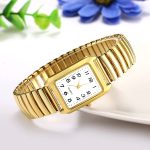 JewelryWe Women's Ultra Thin Easy Reader Watch with Elastic Strap, Golden/Silver Watch - Image 3